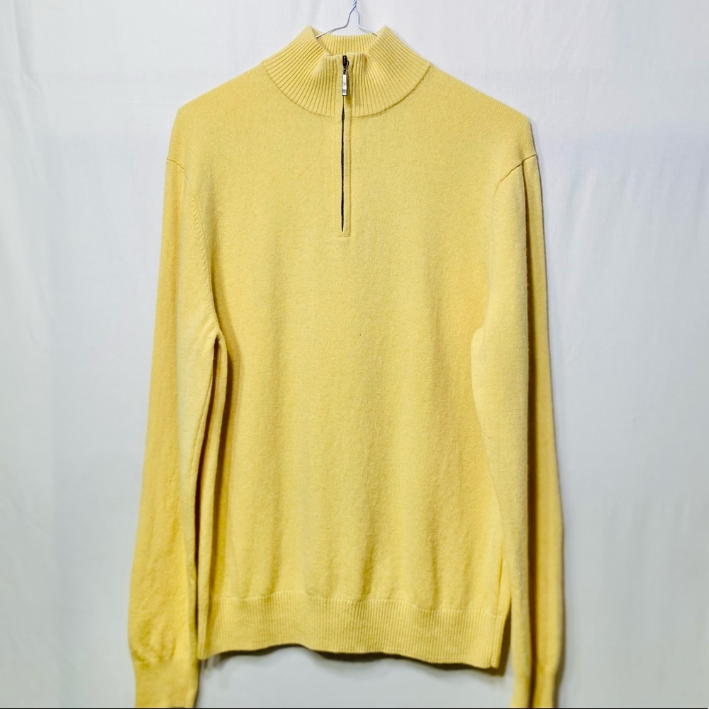 Qi New York Men’s Yellow Large 100% Cashmere Sweater